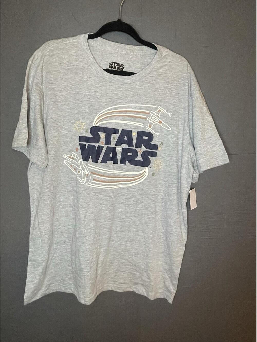 Star Wars Millennium Falcon X-Wing Graphic T-Shirt Gray Men's XL NWT Mad Engine